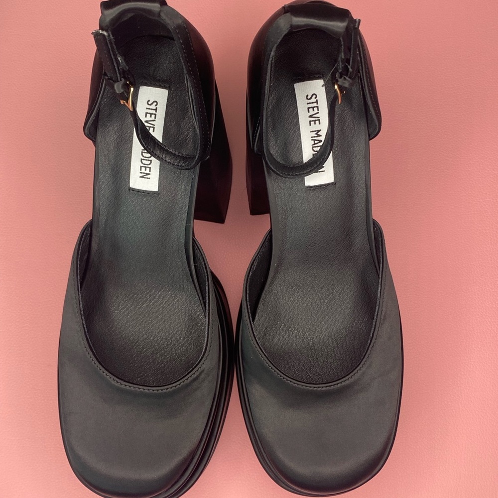 Steve Madden - Charlize Black Satin platforms